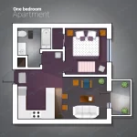 - vector top view illustration modern one bedroom a crc700d9b47 size4.86mb - Home