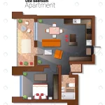 - vector top view illustration modern one bedroom a crc8f189b3a size4.14mb 1 - Home