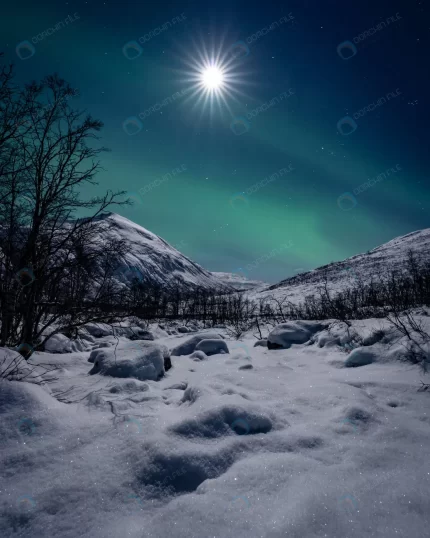 vertical shot night winter landscape with aurora crc46b86643 size11.33mb 4000x5000 1 - title:graphic home - اورچین فایل - format: - sku: - keywords: p_id:353984