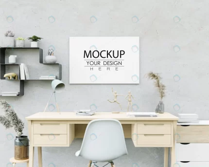 wall art canvas frame mockup desktop workplace crcb558b881 size79.81mb - title:graphic home - اورچین فایل - format: - sku: - keywords: p_id:353984