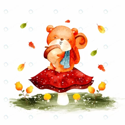 watercolor autumn squirrel with fallen leaves rnd703 frp15423410 - title:graphic home - اورچین فایل - format: - sku: - keywords: p_id:353984