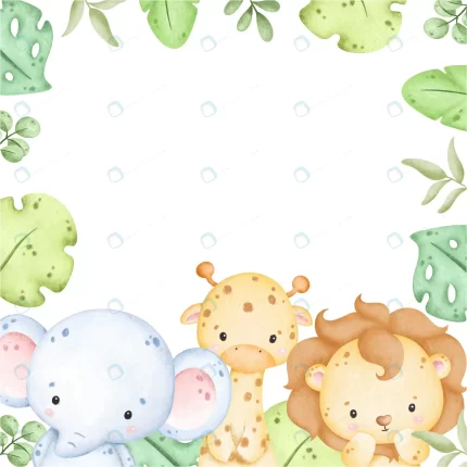watercolor baby safari animals tropical leaves fr crc1ab71937 size25.54mb - title:graphic home - اورچین فایل - format: - sku: - keywords: p_id:353984