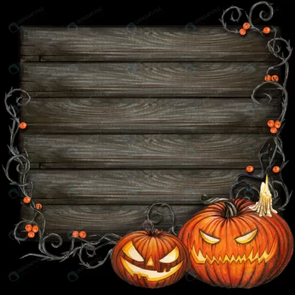 watercolor dark halloween sign with carved pumpkin rnd570 frp18483092 - title:graphic home - اورچین فایل - format: - sku: - keywords: p_id:353984