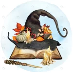 watercolor decorative witch hat with fall leaves crc400c11ff size14.22mb - title:Home - اورچین فایل - format: - sku: - keywords:وکتور,موکاپ,افکت متنی,پروژه افترافکت p_id:63922