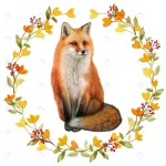 watercolor realistic red fox fall wreath rnd288 frp17191762 - title:Home - اورچین فایل - format: - sku: - keywords:وکتور,موکاپ,افکت متنی,پروژه افترافکت p_id:63922