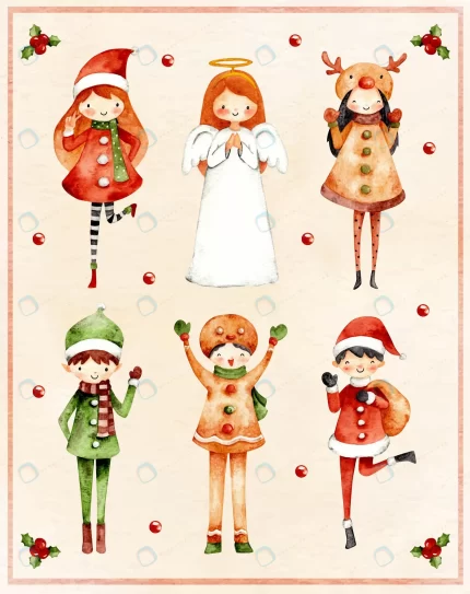 watercolor set cute christmas character costume crcd31b7ea3 size21mb 1 - title:graphic home - اورچین فایل - format: - sku: - keywords: p_id:353984