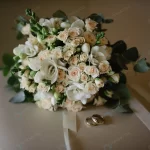 - wedding bridal bouquet wedding rings beige chair rnd368 frp9179823 - Home