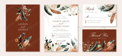 wedding invitation set with rustic feather foliag crc999e35da size19.96mb - title:graphic home - اورچین فایل - format: - sku: - keywords: p_id:353984