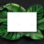 white blank card with green exotic jungle leaves crcd7e27401 size10.89mb - title:Home - اورچین فایل - format: - sku: - keywords:وکتور,موکاپ,افکت متنی,پروژه افترافکت p_id:63922