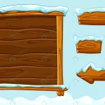 - winter game ui wooden buttons with snow set wood crc880ebc55 size2.69mb - Home
