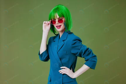 woman green wig stylish glasses fashion posing gr crc539cf68e size13.36mb 6578x4385 - title:graphic home - اورچین فایل - format: - sku: - keywords: p_id:353984