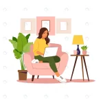 woman sitting with laptop concept illustration wo crc28ce457b size0.54mb - title:Home - اورچین فایل - format: - sku: - keywords:وکتور,موکاپ,افکت متنی,پروژه افترافکت p_id:63922