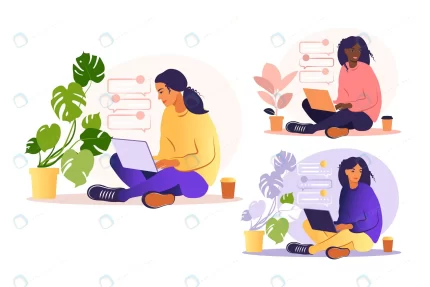 woman sitting with laptop concept illustration wo crc64f93f59 size1.15mb - title:graphic home - اورچین فایل - format: - sku: - keywords: p_id:353984
