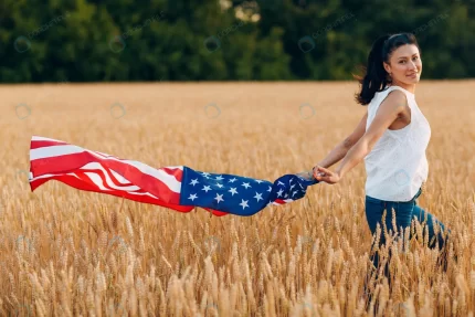 woman with american flag wheat field sunset rnd913 frp9671972 - title:graphic home - اورچین فایل - format: - sku: - keywords: p_id:353984