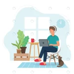 work from home concept man working from home sitt crc1ec85caf size1.43mb - title:Home - اورچین فایل - format: - sku: - keywords:وکتور,موکاپ,افکت متنی,پروژه افترافکت p_id:63922