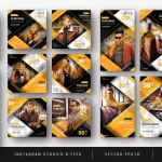 - yellow instagram kit bundle fashion sale template crc3279c689 size15.08mb - Home