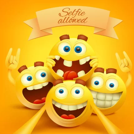 yellow smiley emoji faces characters making selfi crcf3221803 size8.3mb - title:graphic home - اورچین فایل - format: - sku: - keywords: p_id:353984
