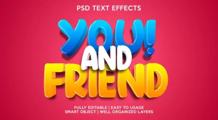 you friend text effect template - title:graphic home - اورچین فایل - format: - sku: - keywords: p_id:353984