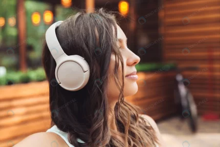 young beautiful woman with headphones is sitting t rnd439 frp31936157 - title:graphic home - اورچین فایل - format: - sku: - keywords: p_id:353984