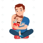 young father hug crying little boy try comfort.jp crc5397fbce size1.17mb - title:Home - اورچین فایل - format: - sku: - keywords:وکتور,موکاپ,افکت متنی,پروژه افترافکت p_id:63922