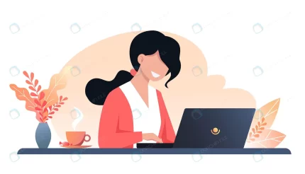 young happy woman works laptop autumn workplace i crc9fb46a98 size1.25mb - title:graphic home - اورچین فایل - format: - sku: - keywords: p_id:353984