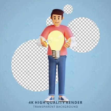 young man giant light bulb 3d character illustrat crcb134cab7 size8.78mb - title:graphic home - اورچین فایل - format: - sku: - keywords: p_id:353984