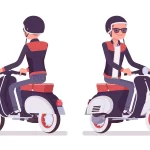 young man riding scooter millennial boy motorbike wearing helmet trendy leather jacket with round buttoned collar skinny fit jeans youth urban fashion style cartoon illustration - title:Home - اورچین فایل - format: - sku: - keywords:وکتور,موکاپ,افکت متنی,پروژه افترافکت p_id:63922