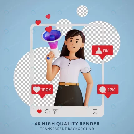 young woman using social media 3d character illus crccf4066f7 size13.41mb 1 - title:graphic home - اورچین فایل - format: - sku: - keywords: p_id:353984