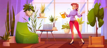 young woman watering plants home garden office.jp crc3b6c3830 size3.64mb - title:graphic home - اورچین فایل - format: - sku: - keywords: p_id:353984