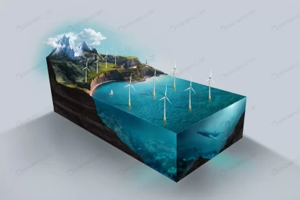 high angle model renewable energy with wind turbi crc1d80155e size1.50mb 6795x4525 - title:graphic home - اورچین فایل - format: - sku: - keywords: p_id:353984