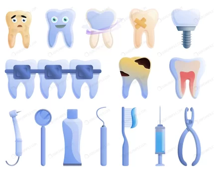 tooth restoration icons set cartoon style crc70ffdd83 size2.89mb - title:graphic home - اورچین فایل - format: - sku: - keywords: p_id:353984