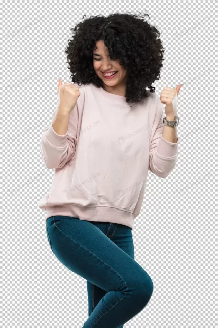 young woman laughing doing winner gesture crcfd3c54f6 size138.84mb - title:graphic home - اورچین فایل - format: - sku: - keywords: p_id:353984