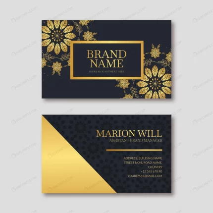 golden flowers business card template crce5e15b02 size157.69mb - title:graphic home - اورچین فایل - format: - sku: - keywords: p_id:353984