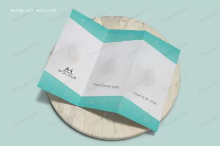 close up trifold brochure mockup ceramic surface crc9a3f45f8 size12.08mb - title:graphic home - اورچین فایل - format: - sku: - keywords: p_id:353984