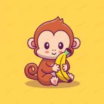 - cute monkey holding banana icon illustration anim crc88d6e073 size0.66mb - Home