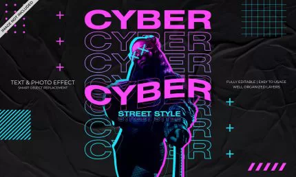 cyber street photo text effect template crc697f6620 size15.43mb - title:graphic home - اورچین فایل - format: - sku: - keywords: p_id:353984