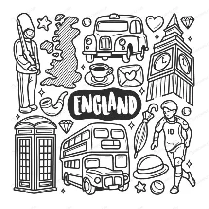 england icons hand drawn doodle coloring crcb3e51a93 size4.27mb - title:graphic home - اورچین فایل - format: - sku: - keywords: p_id:353984