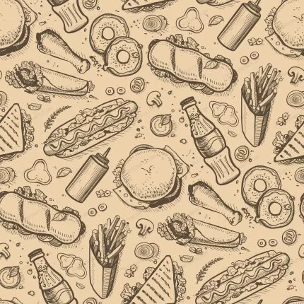 fast food hand drawn vintage background crcad457742 size9.14mb - title:graphic home - اورچین فایل - format: - sku: - keywords: p_id:353984