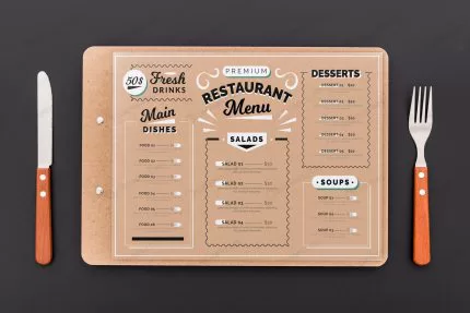 restaurant menu concept mockup 4 crc4669bd9c size43.54mb - title:graphic home - اورچین فایل - format: - sku: - keywords: p_id:353984