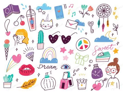set cute girly doodles crced8a5834 size1.71mb - title:graphic home - اورچین فایل - format: - sku: - keywords: p_id:353984