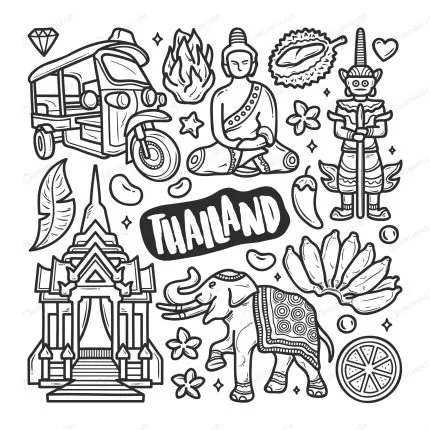 thailand icons hand drawn doodle coloring crc23efb729 size4.67mb - title:graphic home - اورچین فایل - format: - sku: - keywords: p_id:353984