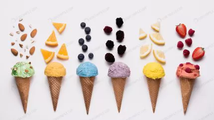 top view collection delicious ice creams table crc8cb9472b size1.30mb - title:graphic home - اورچین فایل - format: - sku: - keywords: p_id:353984