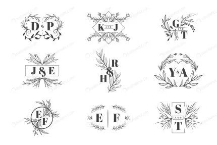 floral wedding logo collection crc535a3339 size2.07mb - title:graphic home - اورچین فایل - format: - sku: - keywords: p_id:353984