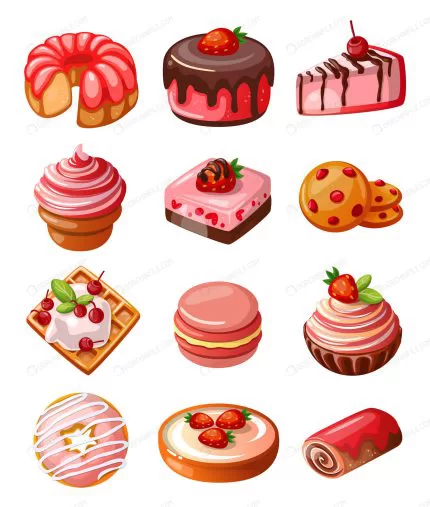 vector set of icons sweets crc60b942f4 size4.43mb - title:graphic home - اورچین فایل - format: - sku: - keywords: p_id:353984